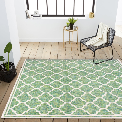 Tapis d'intérieur/d'extérieur Trebol Moroccan Trellis Textured Weave