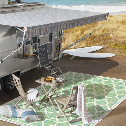 Tapis d'intérieur/d'extérieur Trebol Moroccan Trellis Textured Weave