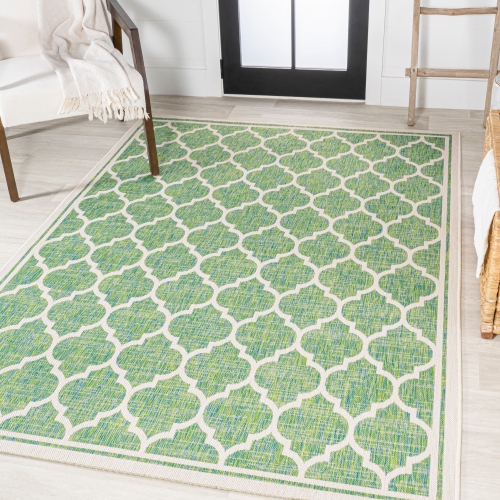 Tapis d'intérieur/d'extérieur Trebol Moroccan Trellis Textured Weave