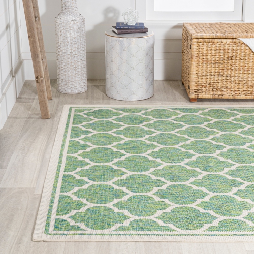 Tapis d'intérieur/d'extérieur Trebol Moroccan Trellis Textured Weave