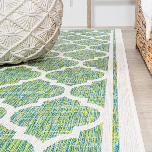 Tapis d'intérieur/d'extérieur Trebol Moroccan Trellis Textured Weave