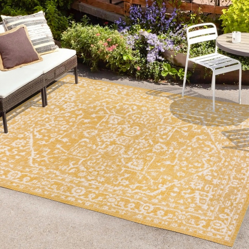 Malta Bohemian Medallion Textured Weave Indoor/Outdoor Area Rug