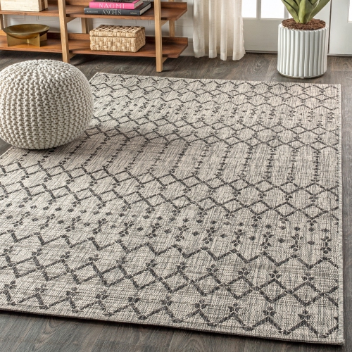 Ourika Moroccan Geometric Textured Weave Indoor/Outdoor Area Rug