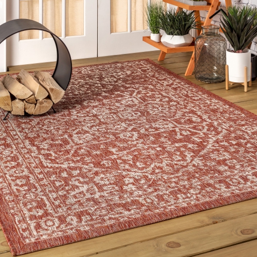 Malta Bohemian Medallion Textured Weave Indoor/Outdoor Area Rug