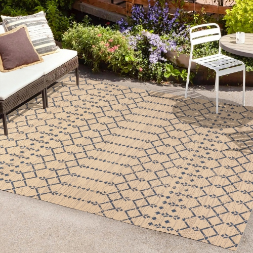 Ourika Moroccan Geometric Textured Weave Indoor/Outdoor Area Rug
