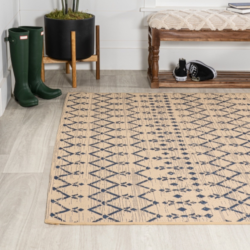 Ourika Moroccan Geometric Textured Weave Indoor/Outdoor Area Rug