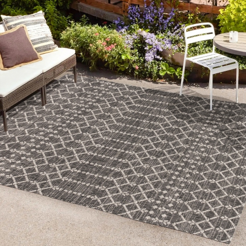 Ourika Moroccan Geometric Textured Weave Indoor/Outdoor Area Rug
