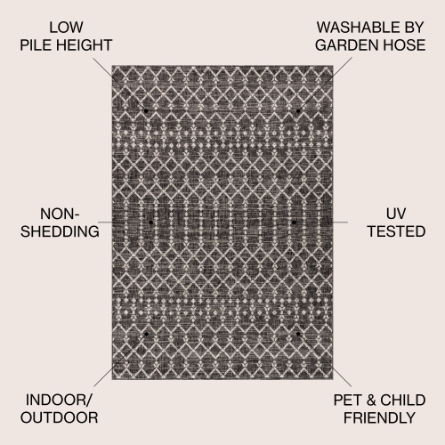 Ourika Moroccan Geometric Textured Weave Indoor/Outdoor Area Rug