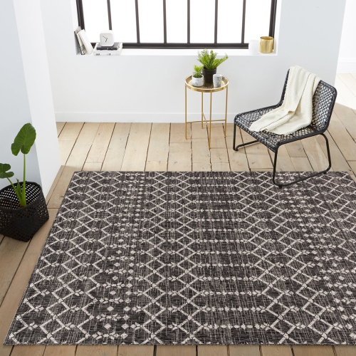 Ourika Moroccan Geometric Textured Weave Indoor/Outdoor Area Rug