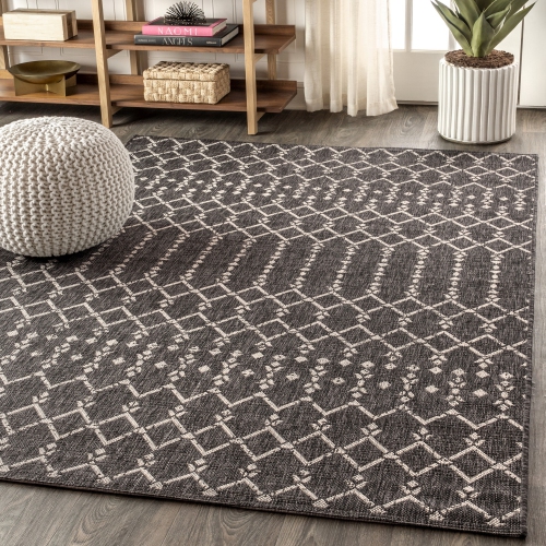 Ourika Moroccan Geometric Textured Weave Indoor/Outdoor Area Rug