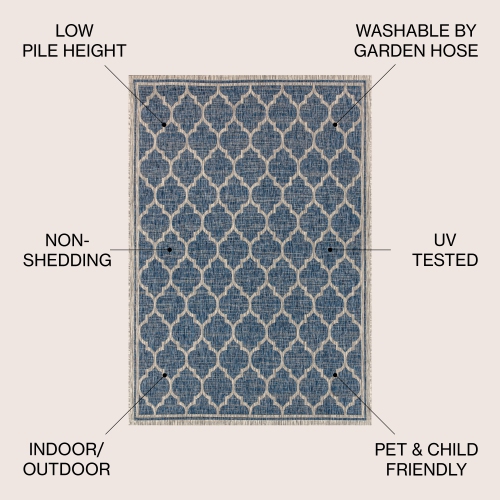 Trebol Moroccan Trellis Textured Weave Indoor/Outdoor Area Rug