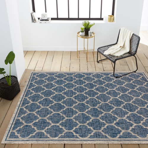 Trebol Moroccan Trellis Textured Weave Indoor/Outdoor Area Rug