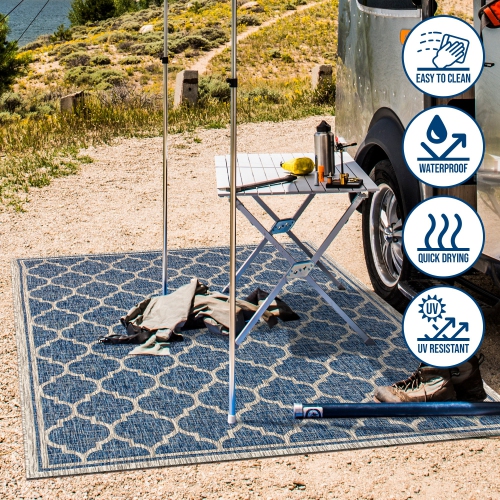 Trebol Moroccan Trellis Textured Weave Indoor/Outdoor Area Rug