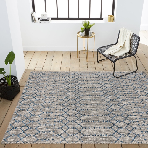 Ourika Moroccan Geometric Textured Weave Indoor/Outdoor Area Rug