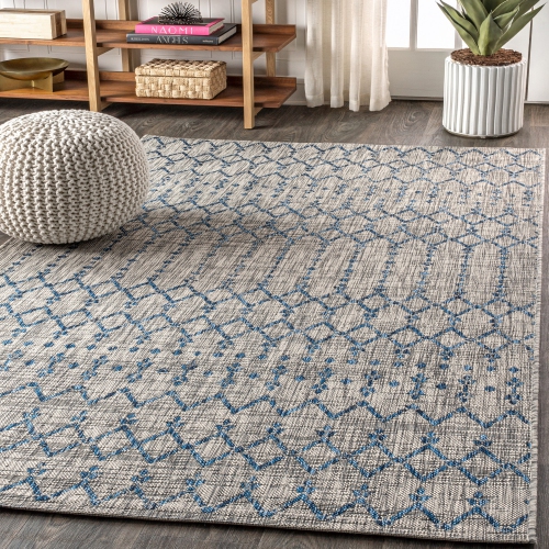 Ourika Moroccan Geometric Textured Weave Indoor/Outdoor Area Rug