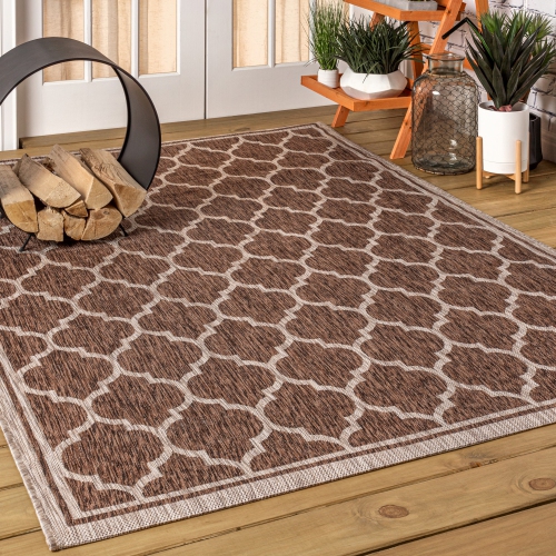 Trebol Moroccan Trellis Textured Weave Indoor/Outdoor Area Rug