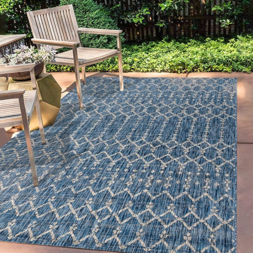 Ourika Moroccan Geometric Textured Weave Indoor/Outdoor Area Rug