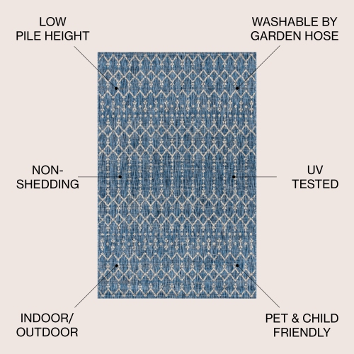 Ourika Moroccan Geometric Textured Weave Indoor/Outdoor Area Rug