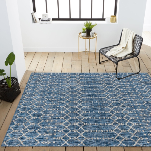 Ourika Moroccan Geometric Textured Weave Indoor/Outdoor Area Rug