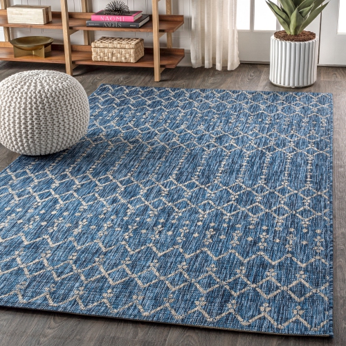 Ourika Moroccan Geometric Textured Weave Indoor/Outdoor Area Rug