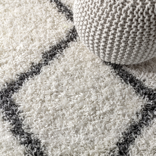 Gabrielle Mercer Shag Plush Tassel Moroccan Geometric Trellis Area Rug