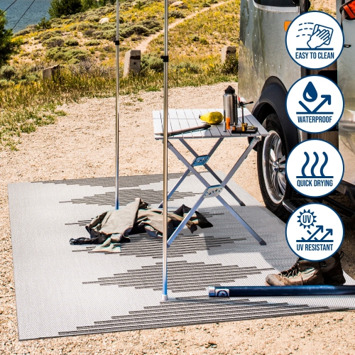 Tapis d'intérieur/d'extérieur à rayures diamantées Vinales