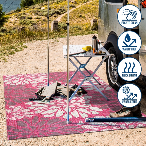 Zinnia Modern Floral Textured Weave Indoor/Outdoor Area Rug