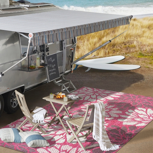 Zinnia Modern Floral Textured Weave Indoor/Outdoor Area Rug