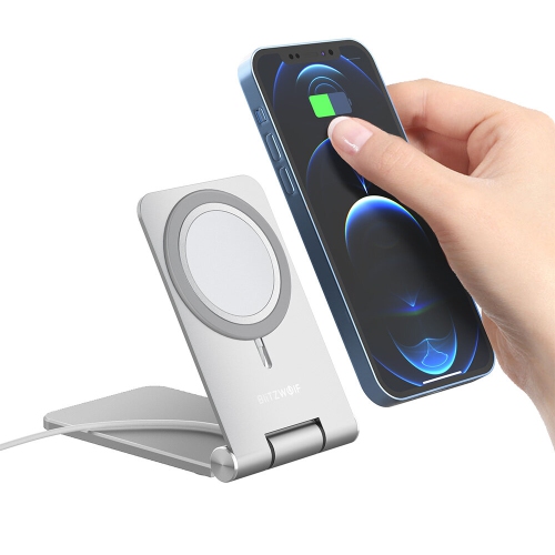 BlitzWolf BW-TS5 pour chargeur sans fil MagSafe Support de bureau pliable en alliage d'aluminium pour iPhone série 12 pour iPhone série 13
