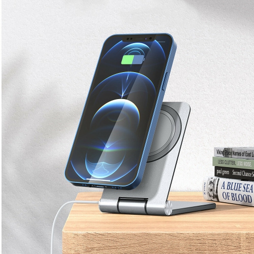 BlitzWolf BW-TS5 pour chargeur sans fil MagSafe Support de bureau pliable en alliage d'aluminium pour iPhone série 12 pour iPhone série 13