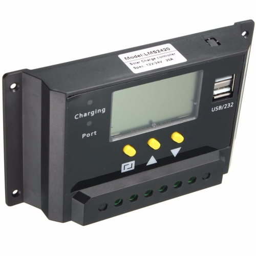 12V 24V PWM Solar Panel Regulator Charge Controller USB Charge Port