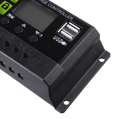 PWM 10A 12V/24V Auto Solar Panel Solar Charge Controller Battery Charge Adapter LCD USB