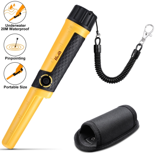 USA Direct GC-2006 Metal Detector Pinpointer Wand 5-inch Depth IP68 Waterproof 66ft Underwater 360 Detection LED Light Treasure Hunting Essentials