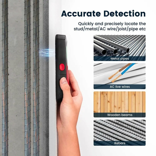 US eu Direct KAIWEETS KES01 détecteur de montants à balayage mural avec rétroéclairage tricolore 5-en-1 pour les fils CA en bois métallique priorité