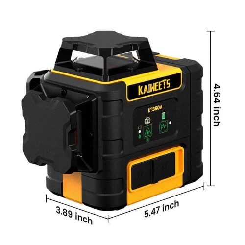 EU Direct KAIWEETS KT360A 3x360 Green Line Laser Level with Rechargeable Battery 196ft Distance IP54 Waterproof Best for Outdoor Measurement