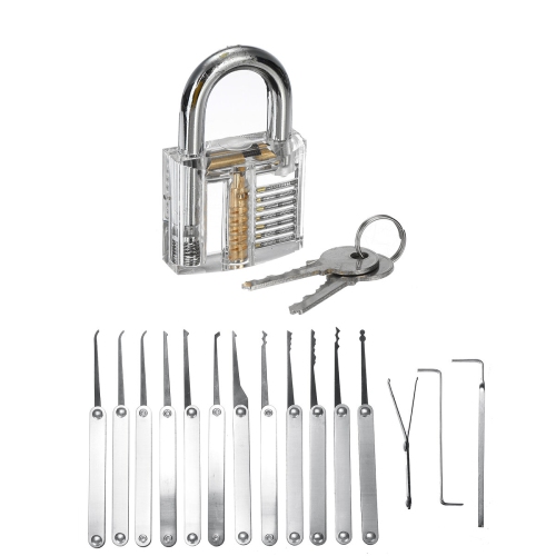 25PCS Unlocking Locksmith Practice Lock Pick Key Extractor Padlock Lockpick Tool Kits
