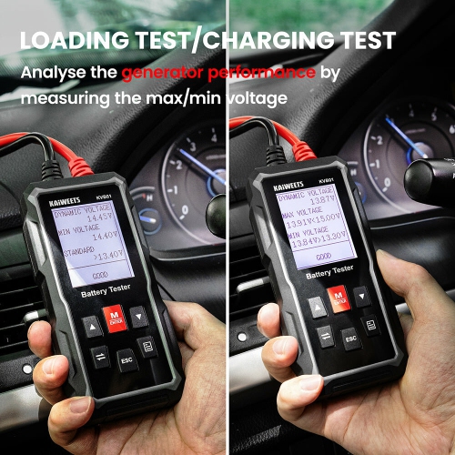 EU US Direct KAIWEETS KVB01 Car Battery Tester 12V24V Digital Battery Analyzer with State of Health Charge, Universal Compatibility with 100-2000CCA