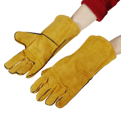 Gants de soudeur de jardinage robustes DE 2pcs 14 po hommes femmes en cuir non glissant à l'épreuve des cornes