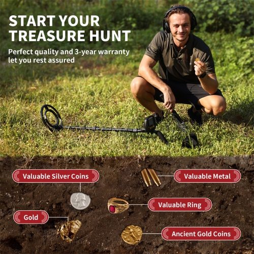 USA Direct GC1071 Metal Detector Waterproof IP68 with Advanced DSP Chip 10 Inch Coil 5 Search Modes LCD Display Best Gold Detectors for Treasure