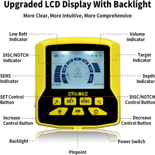 USA Direct détecteur de métaux avancé avec bobine étanche de 11 pouces 5 modes jusqu'à 11 pouces profondeur écran LCD rétroéclairé réglable design