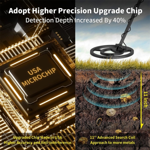 USA Direct détecteur de métaux avancé avec bobine étanche de 11 pouces 5 modes jusqu'à 11 pouces profondeur écran LCD rétroéclairé réglable design