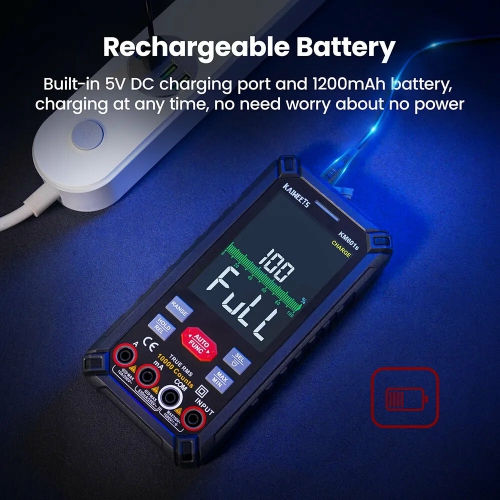 EU Direct KAIWEETS KM601 Digital Multimeter Smart & Manual Mode Large 3.54-inch Display Fuse Overload Protection Real-Time Temperature Measurement