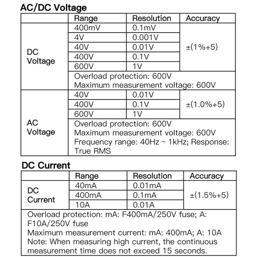 Eu US Direct Kaiweets KM100S multimètre numérique rétroéclairé True-RMS pour mesure de résistance de courant de tension CC AC idéal pour l'usage