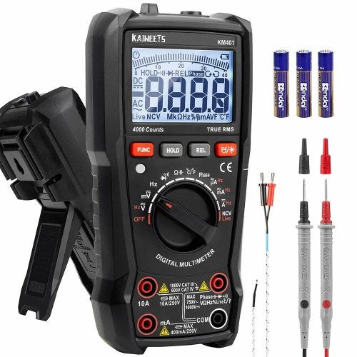 DIGITAL MULTIMETERS  Kaiweets Km401 Digital Multimeter Ac/dc Voltage Resistance Continuity Diode Capacitance Temperature Tester Phase Sequence
