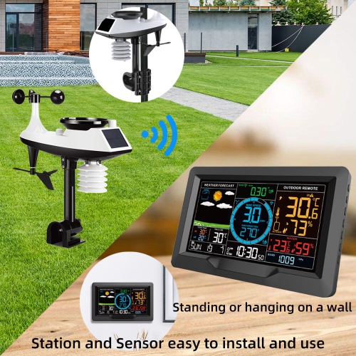 Digital Weather Station with Temperature Humidity Barometric Pressure Wind Speed and Rainfall Measurement Accurate Home Weather Monitoring for Indoor