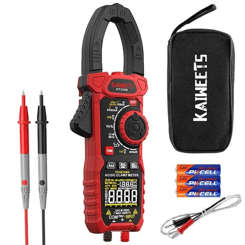EU US Direct KAIWEETS HT208D Inrush Clamp Meter T-RMS 6000 Counts AC/DC 1000V True RMS Precision NCV Detection LED Flashlight Best Multimeter for