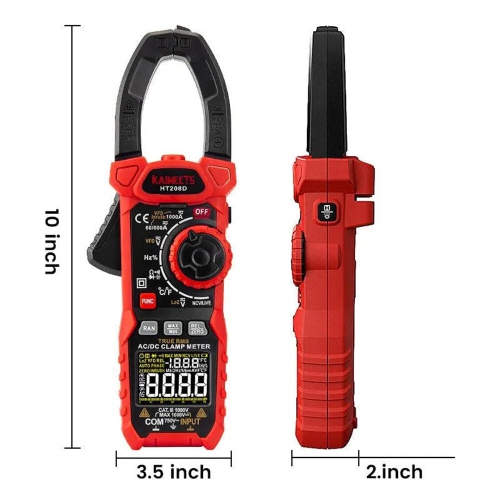 EU US Direct KAIWEETS HT208D Inrush Clamp Meter T-RMS 6000 Counts AC/DC 1000V True RMS Precision NCV Detection LED Flashlight Best Multimeter for