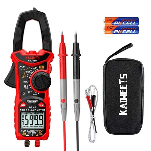 EU Direct KAIWEETS HT206D Digital Clamp Meter True RMS 6000 Counts AC/DC Voltage Current Resistance Capacitance Top Seller Buy Now