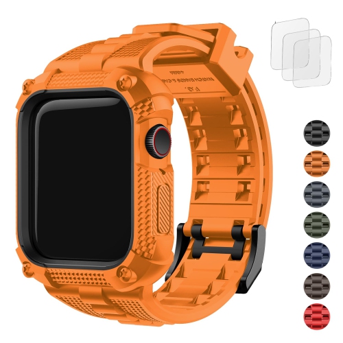 Apple Watch Band 44mm for Men Women, Rugged Strap with Coque for iWatch Band 44mm Series 6/5/4/SE/SE2, 44mm Orange
