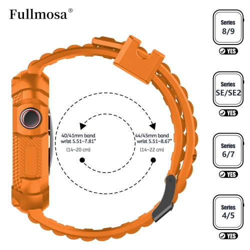 Apple Watch Band 44mm for Men Women, Rugged Strap with Coque for iWatch Band 44mm Series 6/5/4/SE/SE2, 44mm Orange